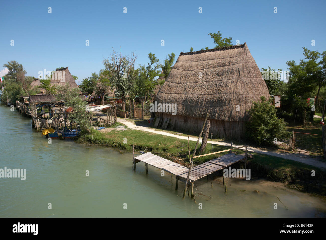 Ancien village de pêcheurs au Canal Saetta, Caorle, Italie, Europe Banque D'Images