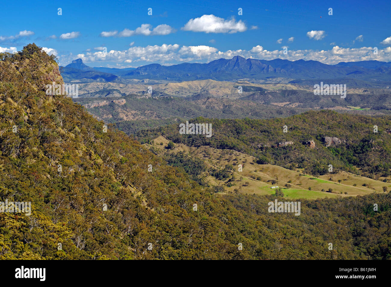 Vue sur les montagnes dans le Parc National de Lamington, Australie Banque D'Images