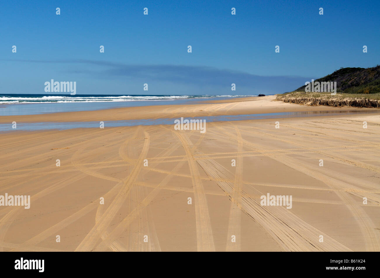 75 Mile Beach sur Fraser Island, Queensland, Australie Banque D'Images