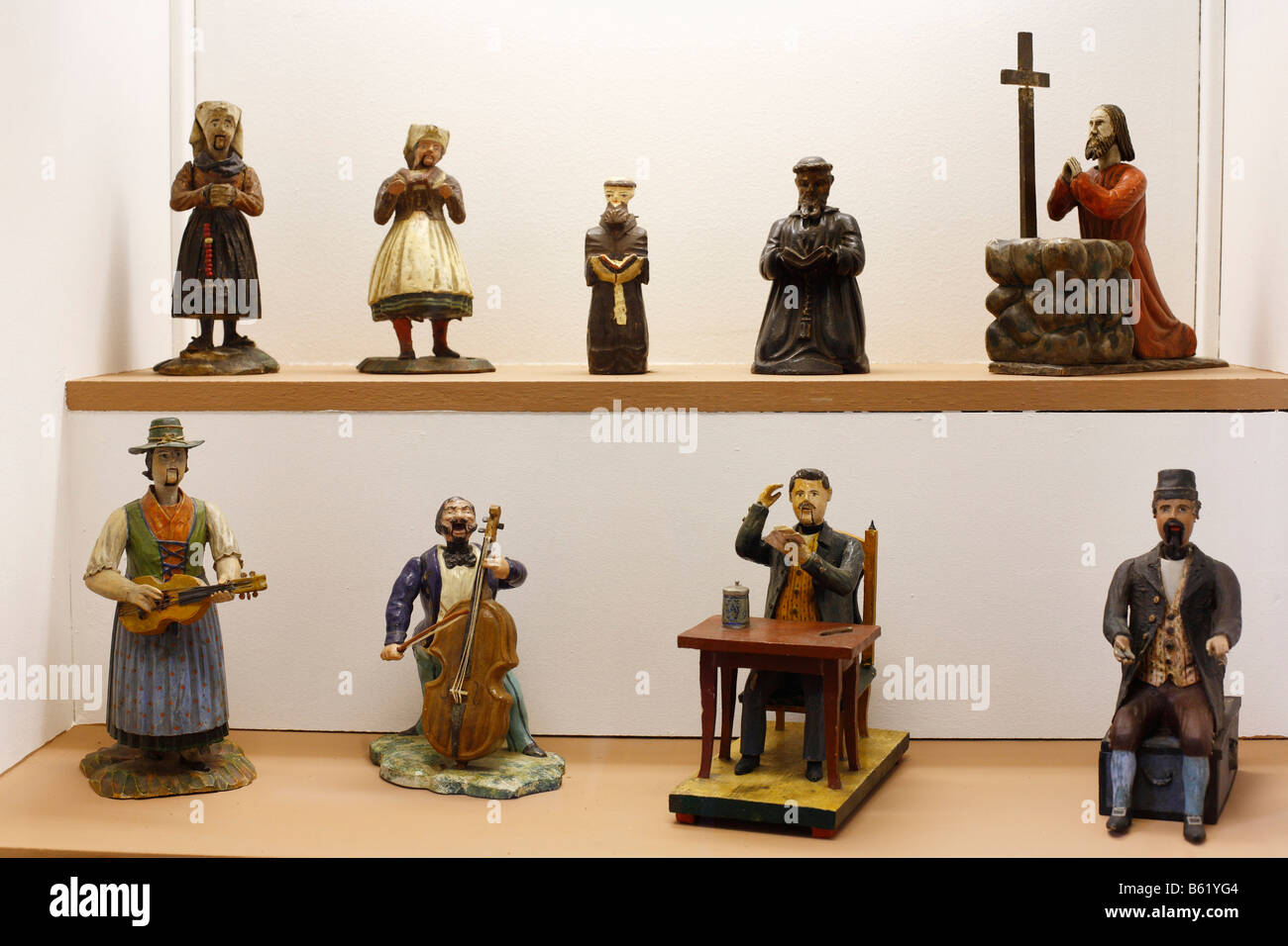 Figurines assorties sur l'affichage dans le musée en Rhoen Rhoen, Fladungen, Bavaria, Germany, Europe Banque D'Images