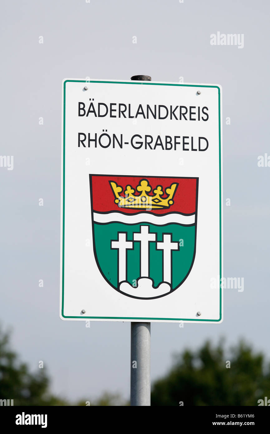 Signe de district, Baederlandkreis Roehn-grabfeld, Basse Franconie, Bavière, Allemagne, Europe Banque D'Images