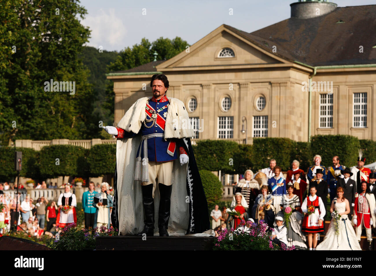 Homme habillé comme le roi Louis II Rákóczi-Fest, festival, Bad Kissingen, Rhoen, Basse Franconie, Bavière, Allemagne, Europe Banque D'Images