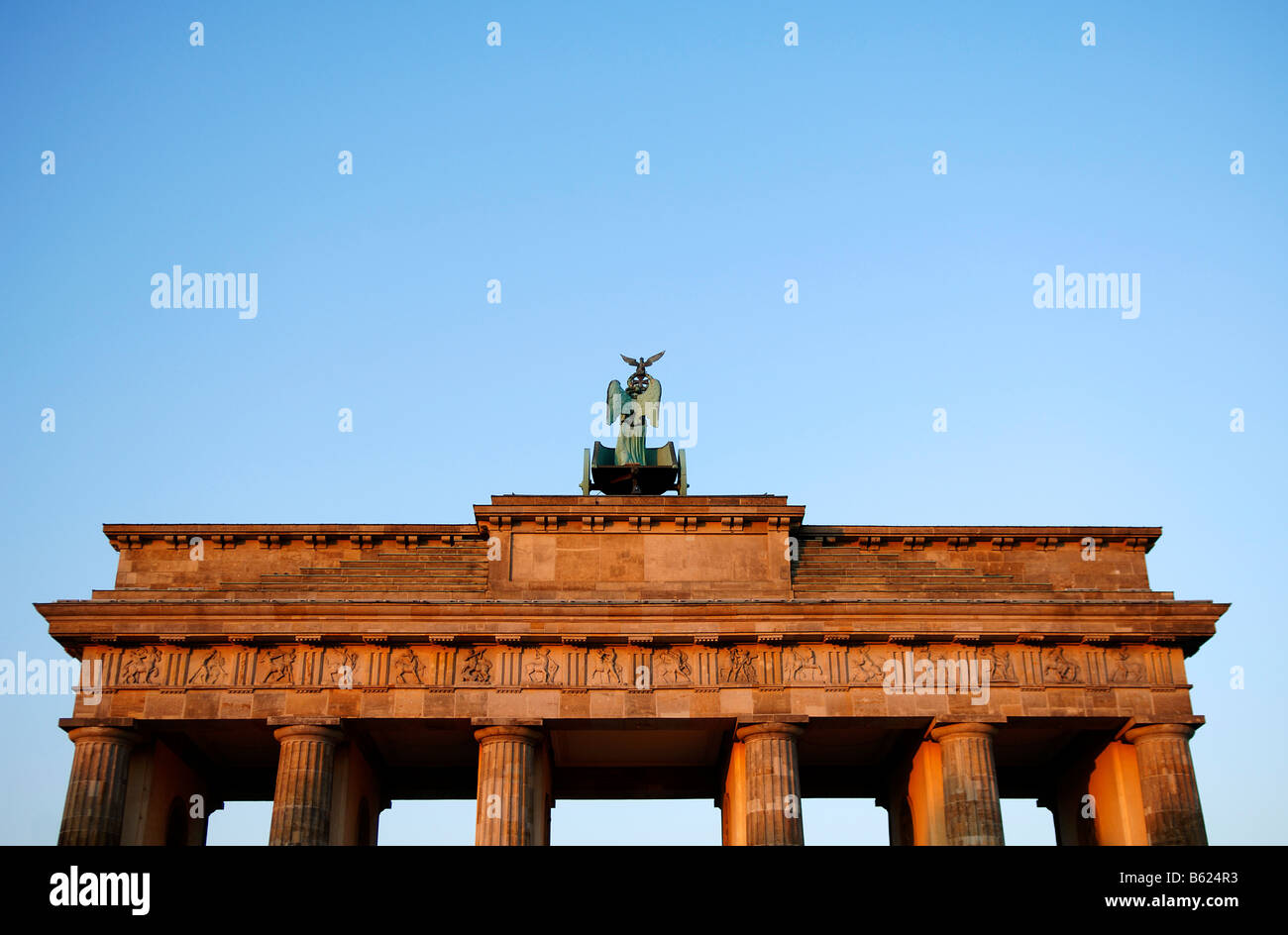 Brandenburger Tor, Porte de Brandebourg, vue de dos, détail montrant le Quadrige, Berlin, Germany, Europe Banque D'Images
