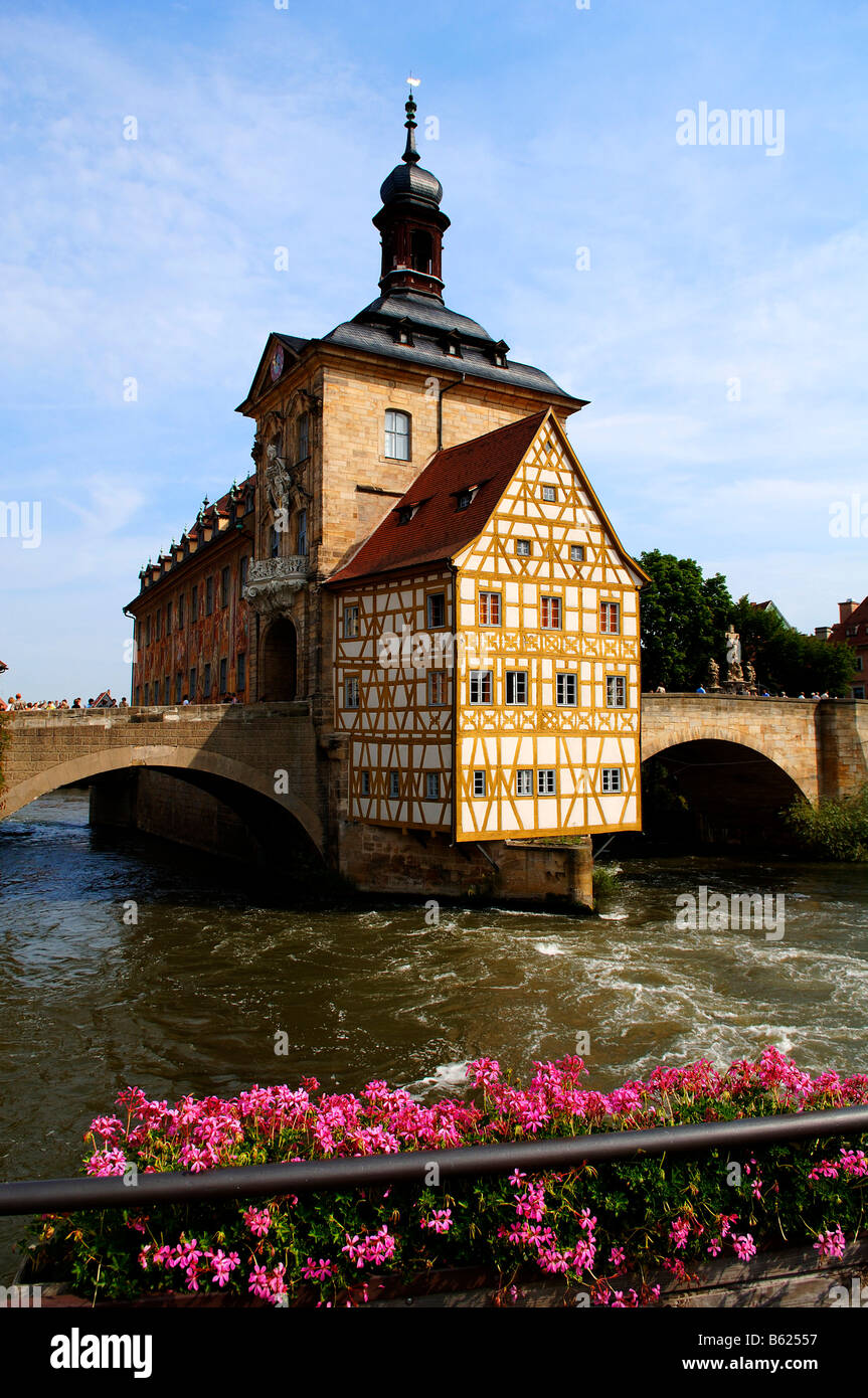 Hôtel de ville historique, Bamberg, Haute-Franconie, Bavaria, Germany, Europe Banque D'Images