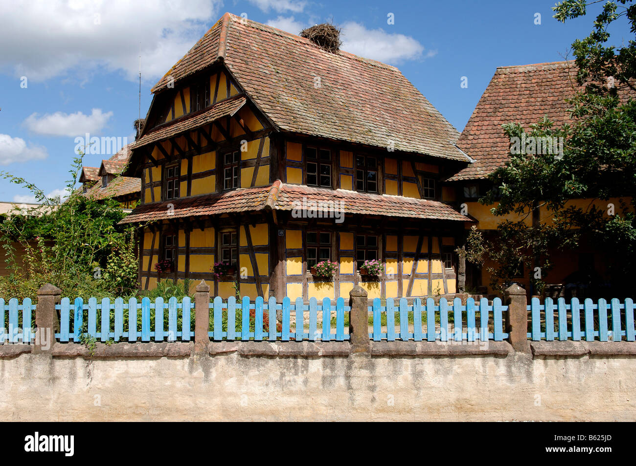 Alsacienne historique maison à colombages, l'éco-musée, Ungersheim, Alsace, France, Europe Banque D'Images