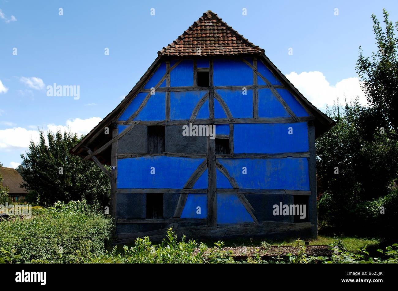 Alsacienne historique maison à colombages, l'éco-musée, Ungersheim, Alsace, France, Europe Banque D'Images