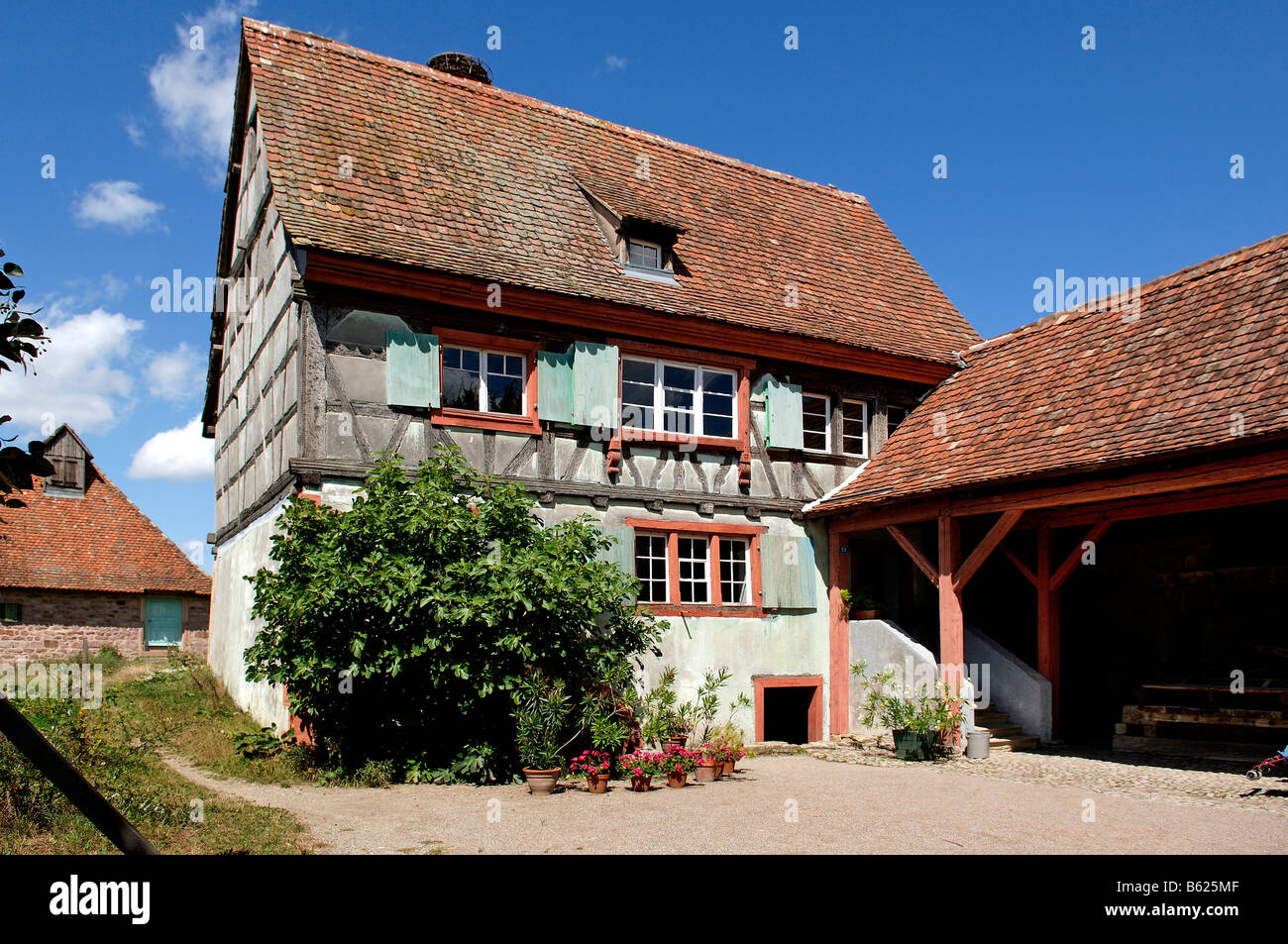 Grande ferme du 17ème siècle, de l'Alsace, à Ungersheim, Ecomusée, Alsace, France, Europe Banque D'Images