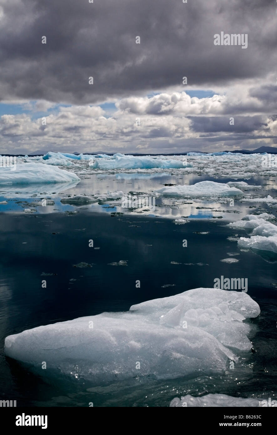 Les icebergs et les fragments dans la lagune de San Rafael, Patagonie, Chili Banque D'Images
