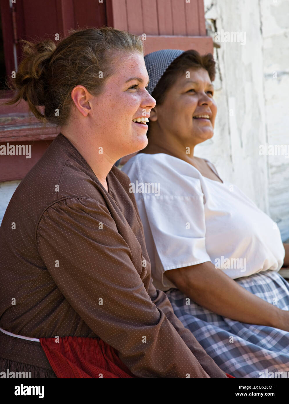 Les guides en costume d'monument historique national du Fort Langley British Columbia Canada Banque D'Images
