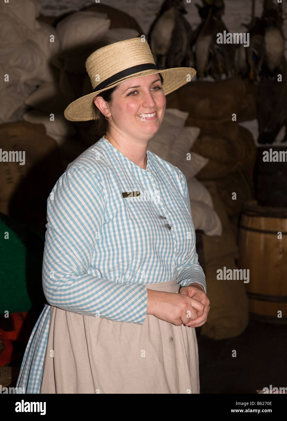 Tour guide en costume d'monument historique national du Fort Langley Canada Banque D'Images