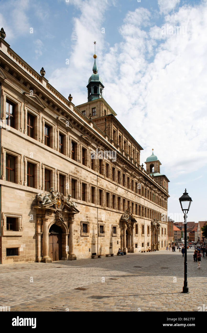 Mairie, Wolffscher Bau Construction, entrée privée, centre-ville historique, Nuremberg, Middle Franconia, Bavaria, Germany, Europe Banque D'Images