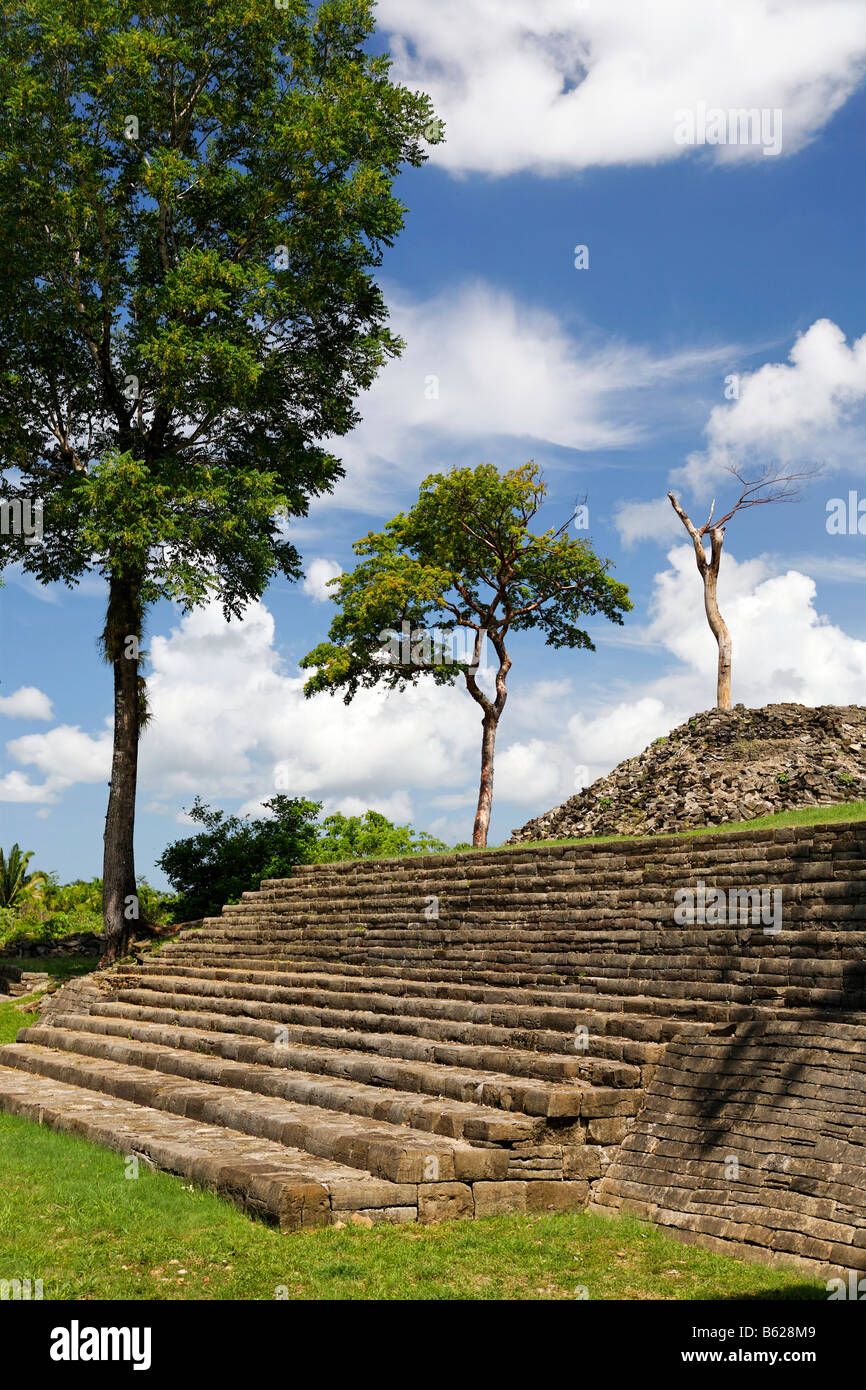 Lubaantun ruines mayas, les bâtiments sans ciment, Punta Gorda, Belize, Amérique Centrale, Caraïbes Banque D'Images