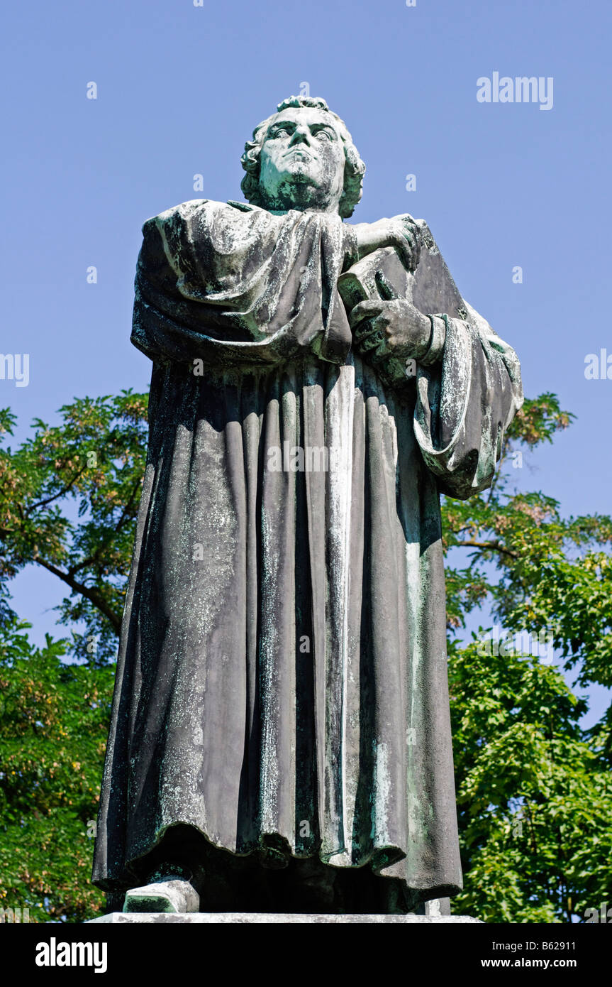 Martin Luther monument de la place Karlsplatz, Eisenach, en Thuringe, Allemagne, Europe Banque D'Images