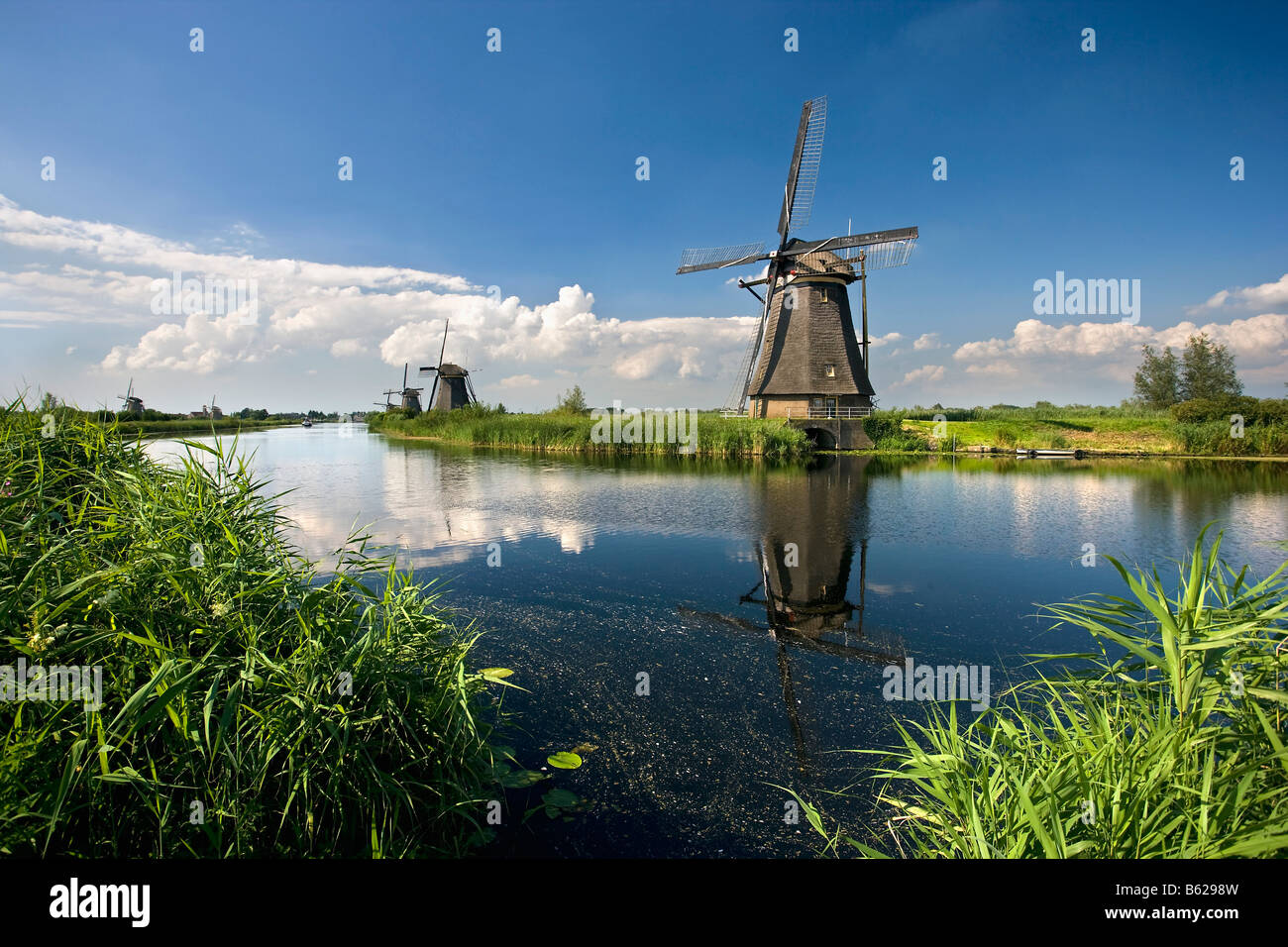 Pays-bas Zuid Holland moulins à vent Kinderlijk Site du patrimoine mondial de l'UNESCO Banque D'Images