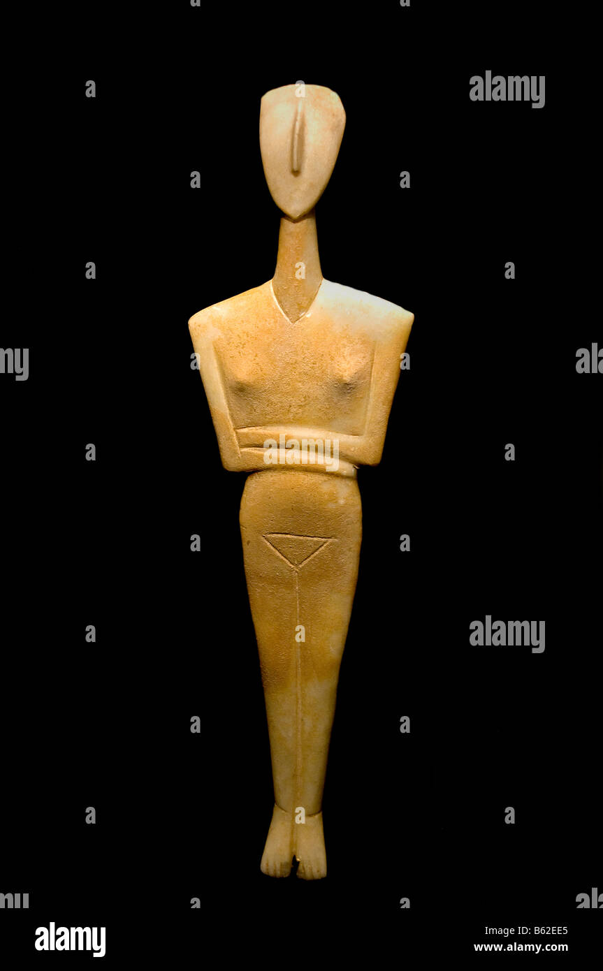 Figurine cycladique femelle enceinte Bibliothèque Forney Master phase Syros 2800 BC 2300 Athènes Grèce Greek Banque D'Images