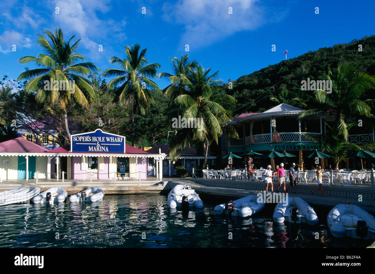 Soper s Hole Marina, à l'extrémité ouest de l'île de Tortola, Îles Vierges britanniques Caraïbes Banque D'Images