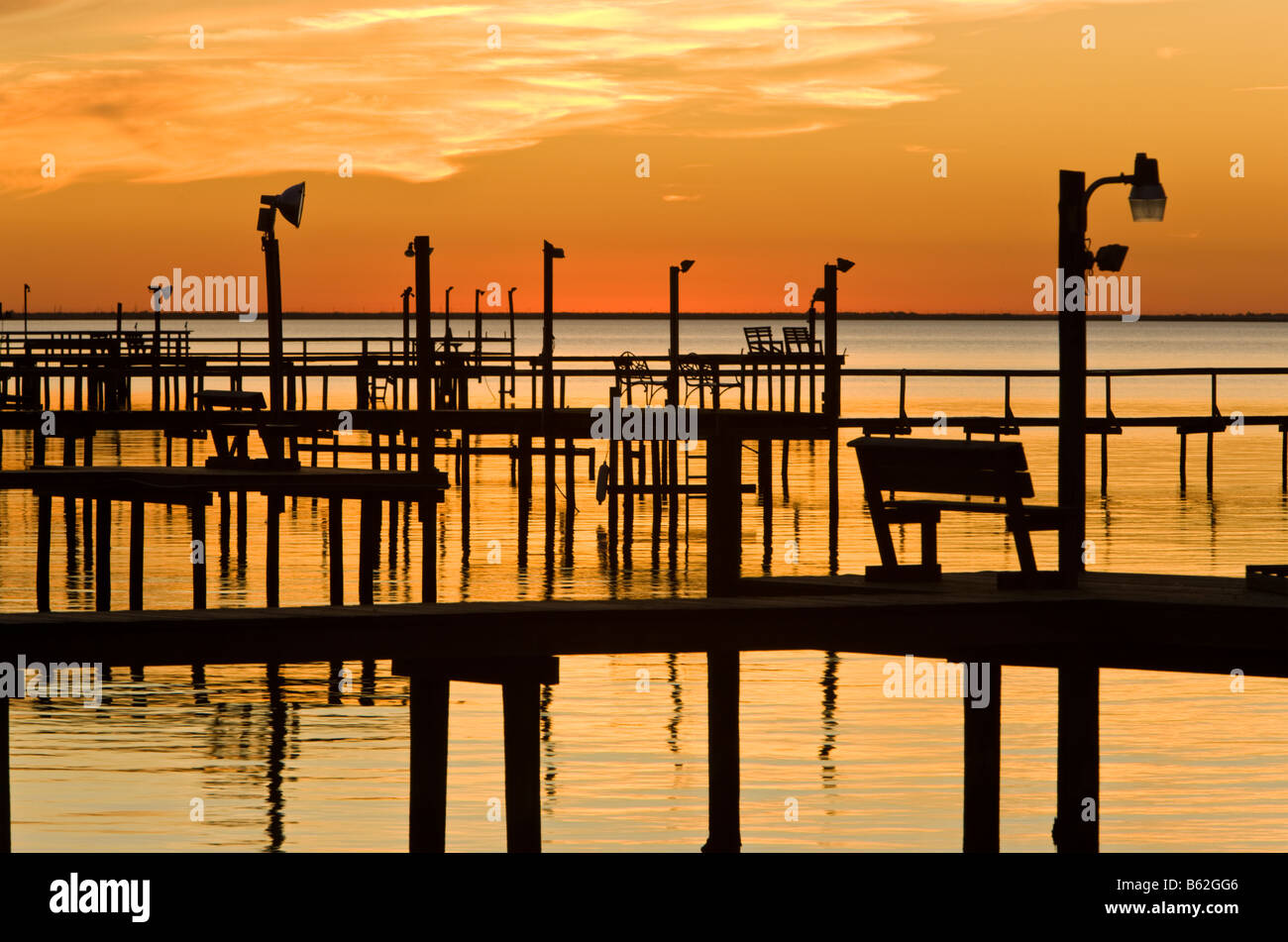 Coucher de soleil sur la baie Copano. Texas Banque D'Images