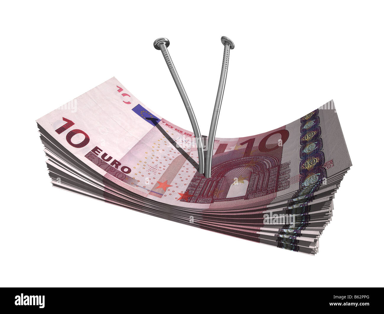 Une offre groupée de l'euro plus isolé sur fond blanc Banque D'Images