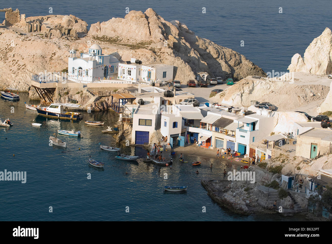 Plage de l'île des Cyclades milos firopotamos Grèce Banque D'Images