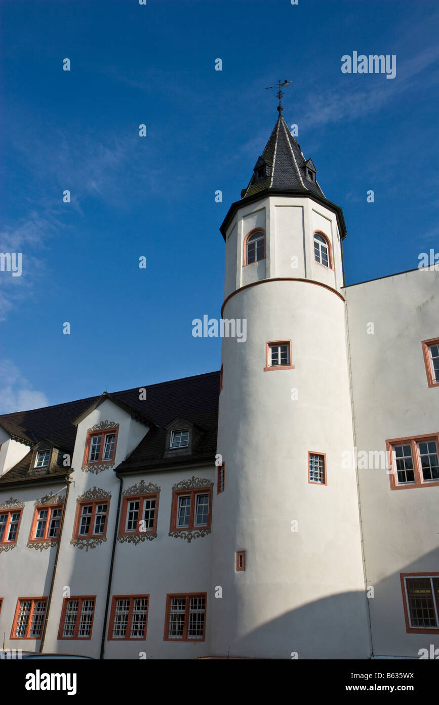 Une flèche de Schönberg Château près de Bensheim, Allemagne. Banque D'Images