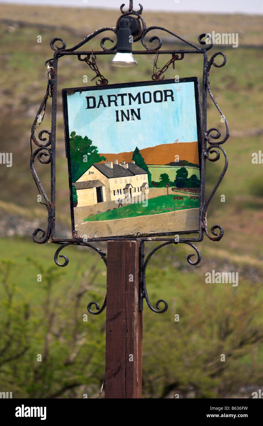 Le signe pour la Dartmoor dans le Devon Inn Banque D'Images