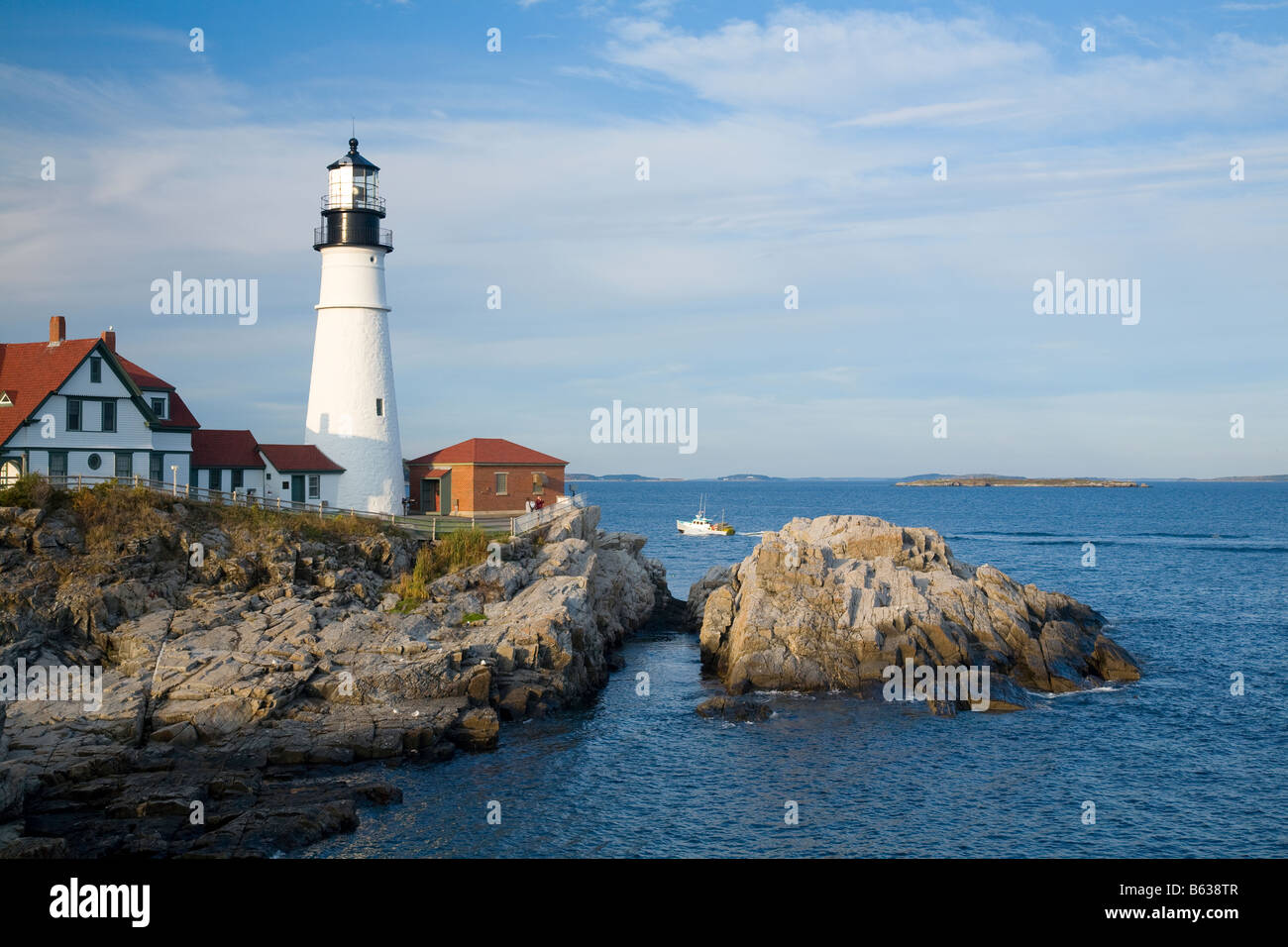 Portland Head Lighthouse, Cape Elizabeth, dans le Maine, la Nouvelle Angleterre, USA. Banque D'Images