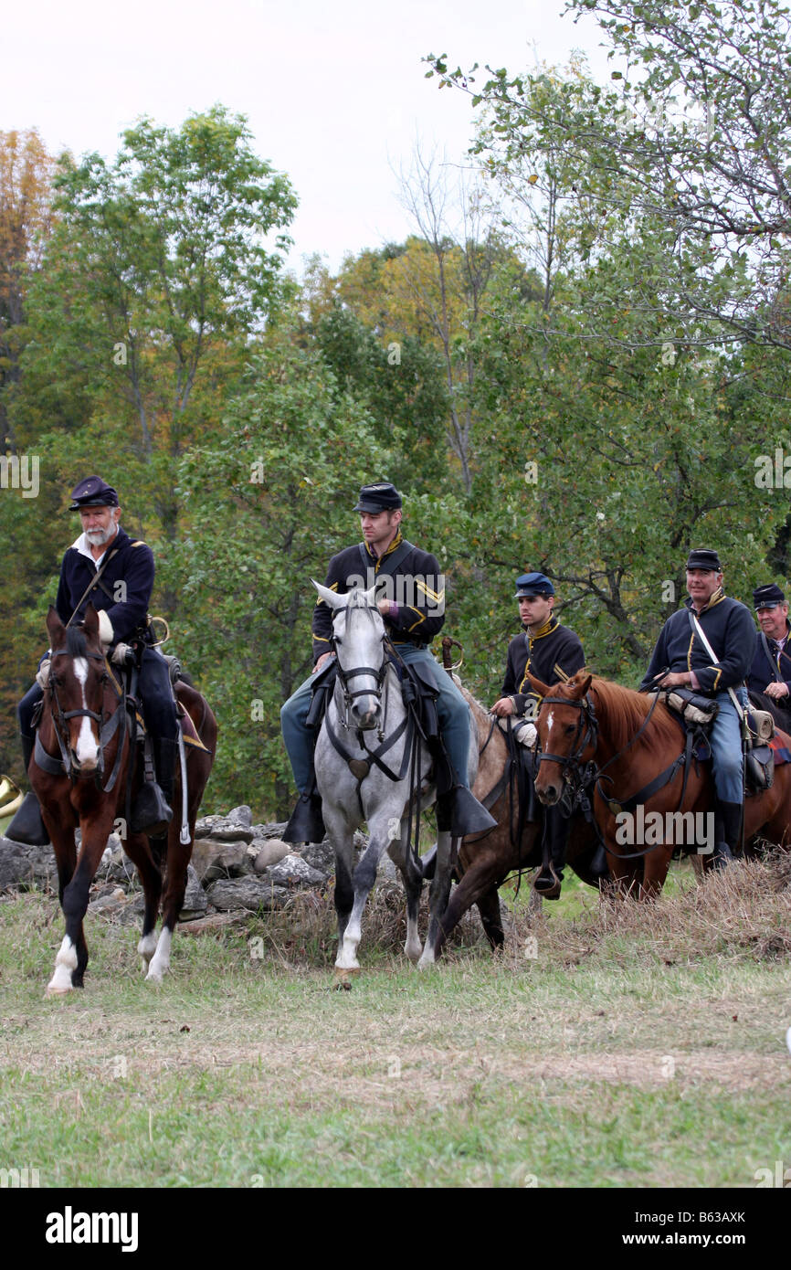 Union européenne calvaire riders dans la guerre civile à la reconstitution Wade House Greenbush au Wisconsin Banque D'Images