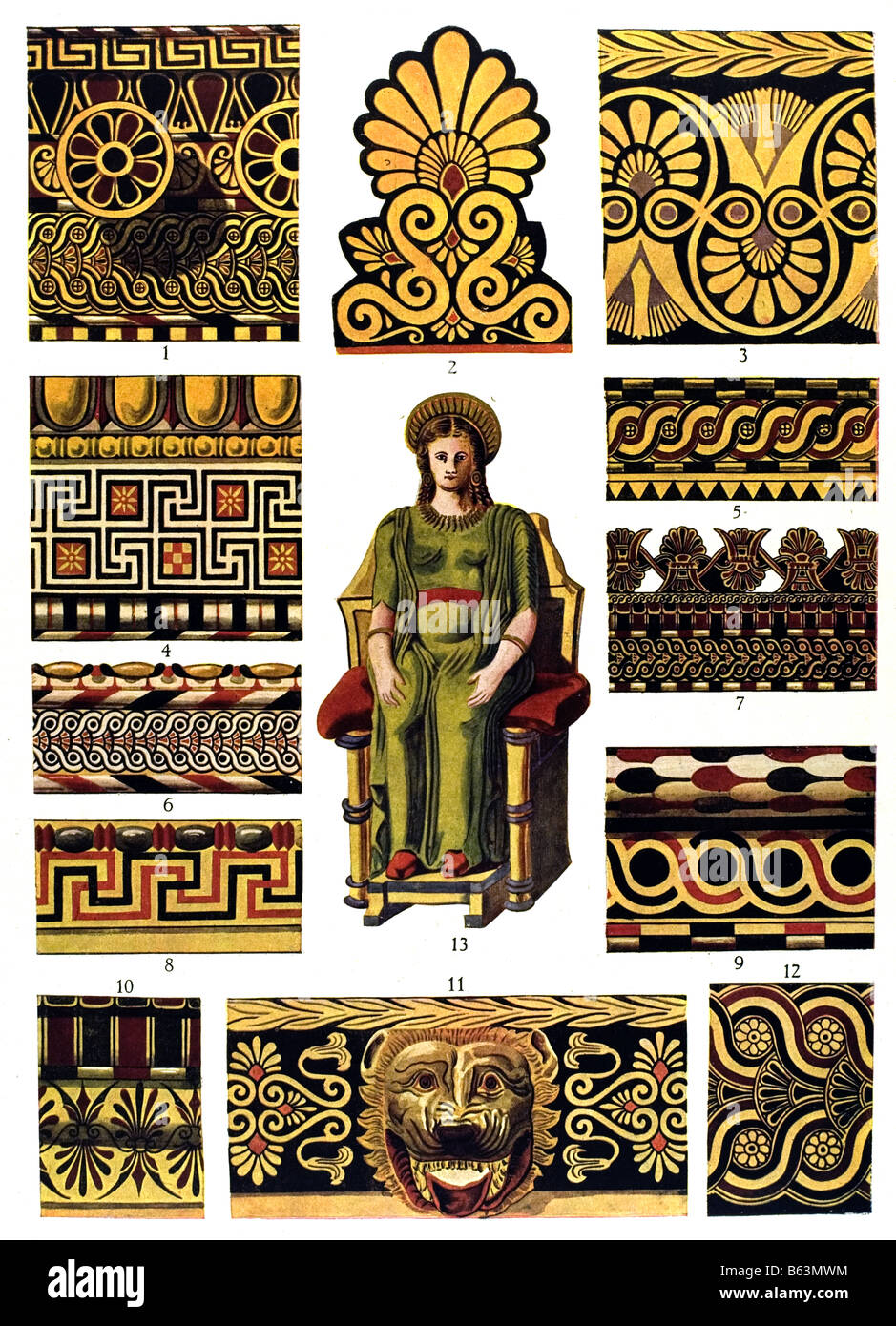 L'Ornement en terre cuite peinte Grec Banque D'Images