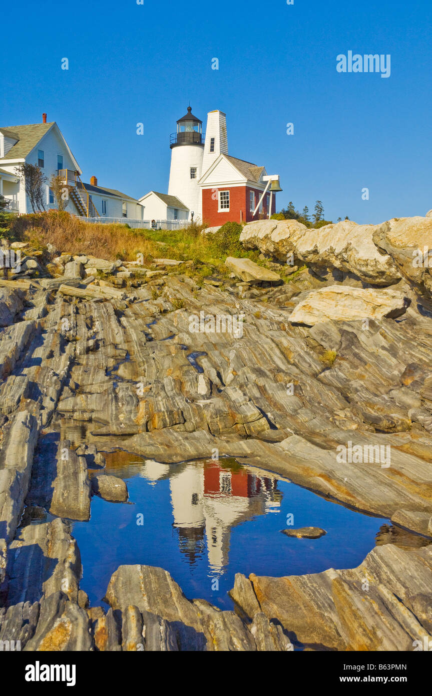 Pemaquid Point Lighthouse et Fishermans Pemaquid Musée Maine USA United States of America Banque D'Images