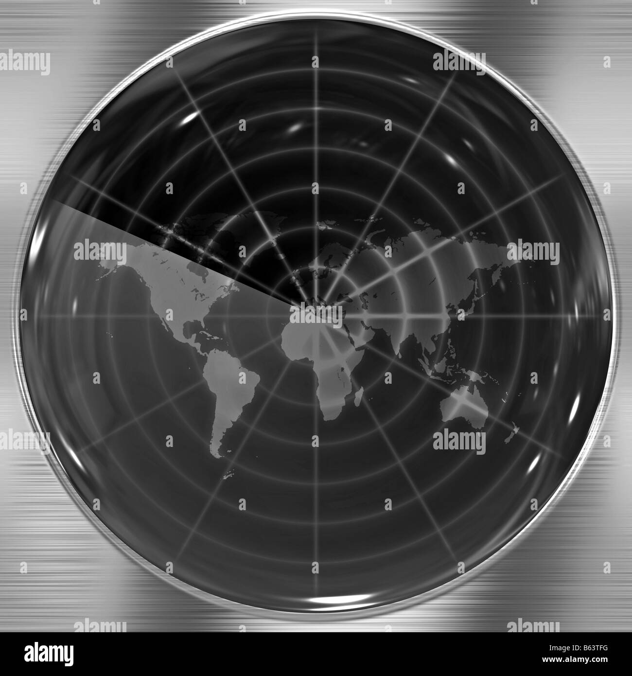 La carte du monde en un écran radar blips peuvent être ajoutés facilement n'importe où ils sont nécessaires Banque D'Images