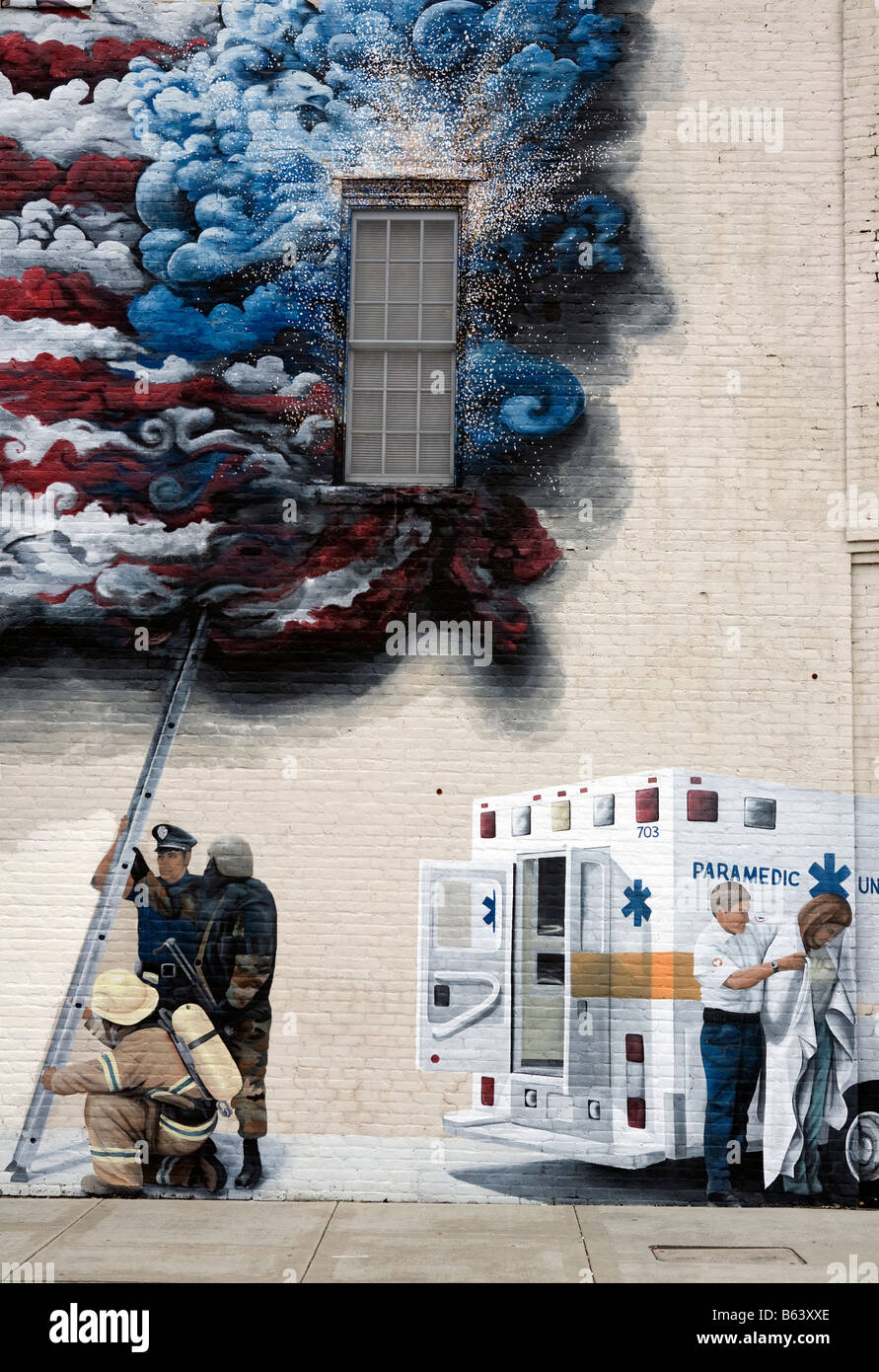 La peinture murale représentant des services d'urgence de Cookeville Tennessee Banque D'Images