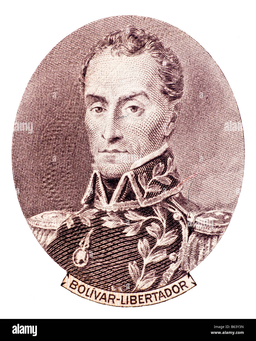Simón José Antonio de la Santísima Trinidad Bolívar. "EL LIBERTADOR" de billet vénézuélien Banque D'Images