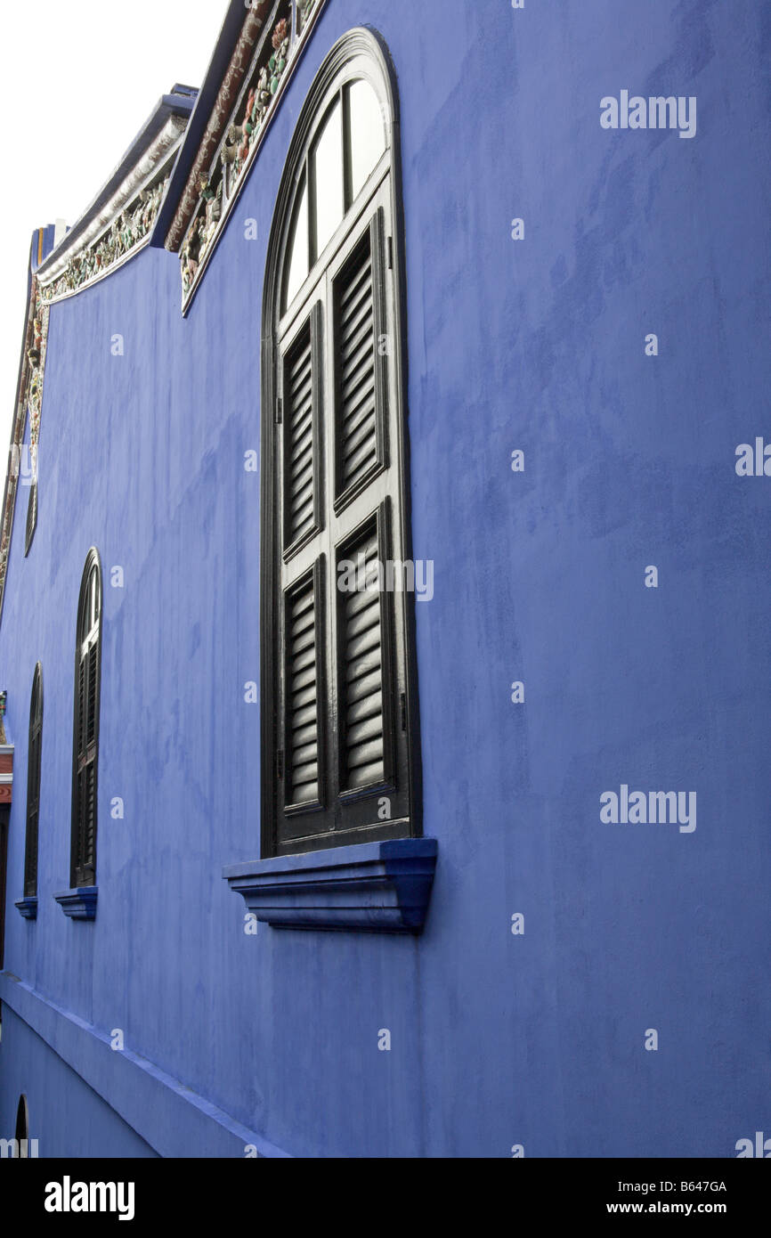 Mur bleu, Cheong Fatt Tze Mansion, Penang, Malaisie Banque D'Images