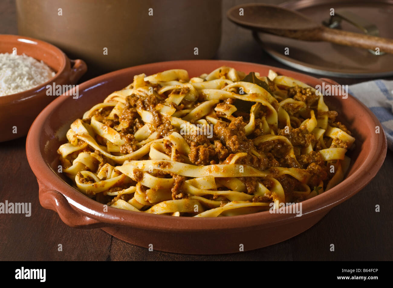 Cuisine italienne avec des tagliatelles Ragu Banque D'Images