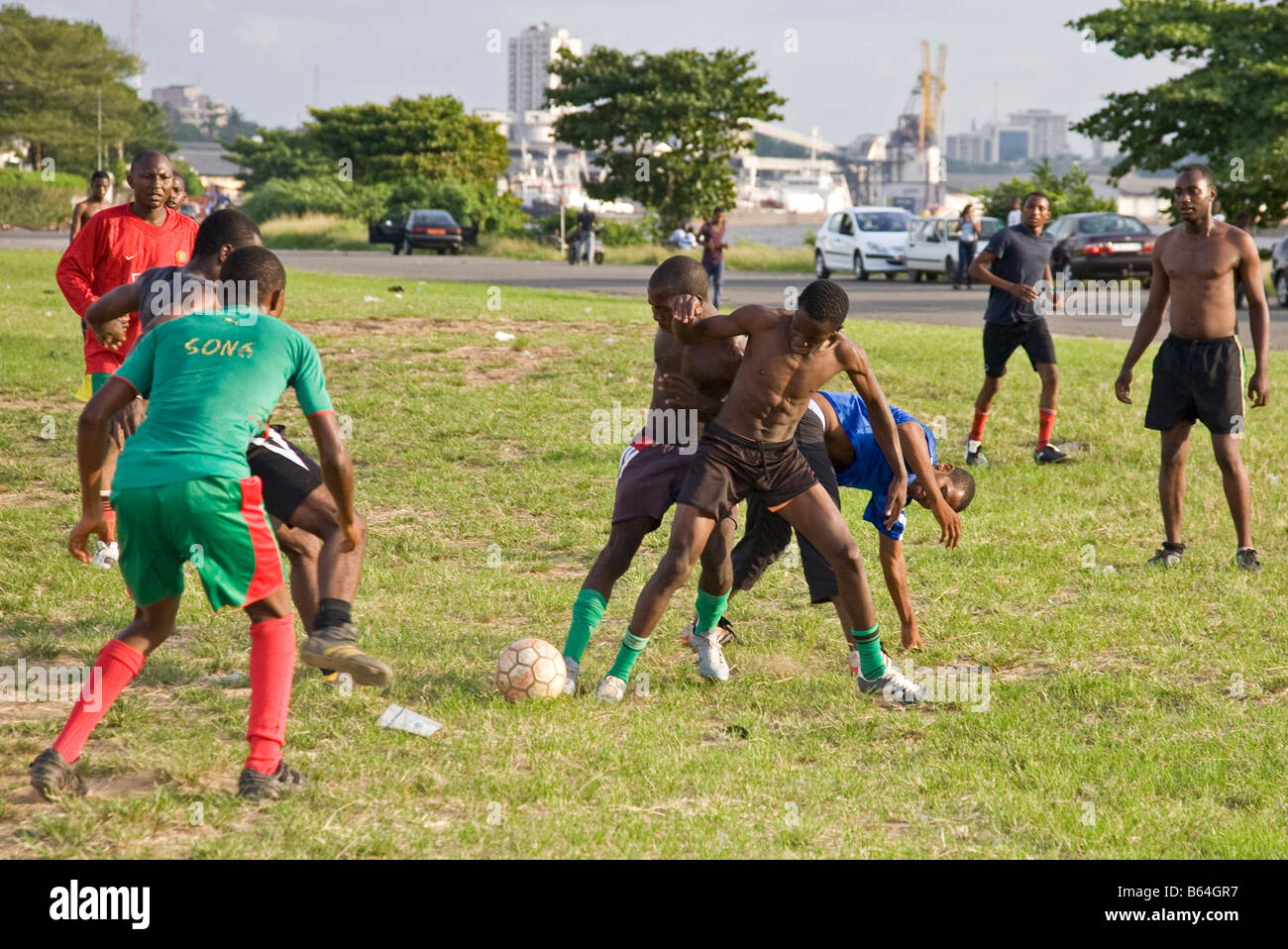Équipe de football, Douala, Cameroun, Afrique Banque D'Images
