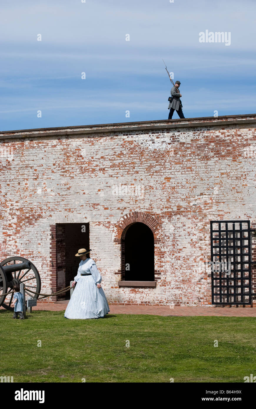 La guerre civile de la reconstitution médiévale sur Fort Macon Banque D'Images