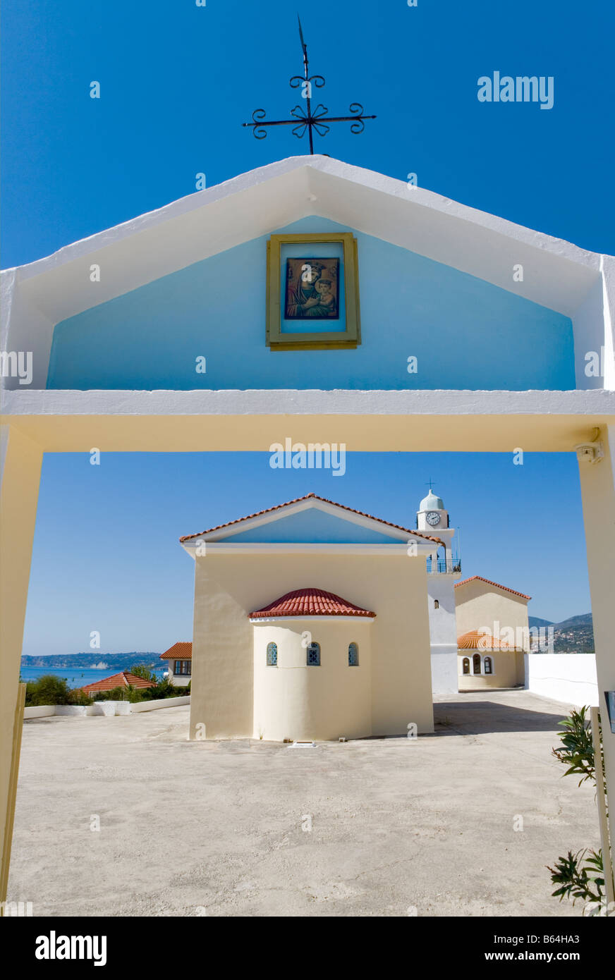 L'église moderne à proximité de monastère Panayia Sision, Kefalonia, Grèce, Europe Banque D'Images