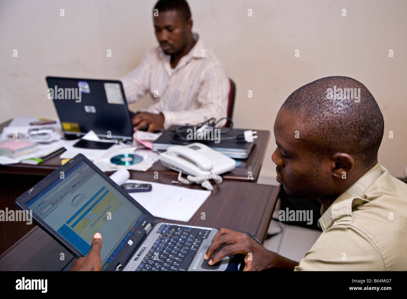 Opérateur informatique Douala Cameroun Afrique Banque D'Images
