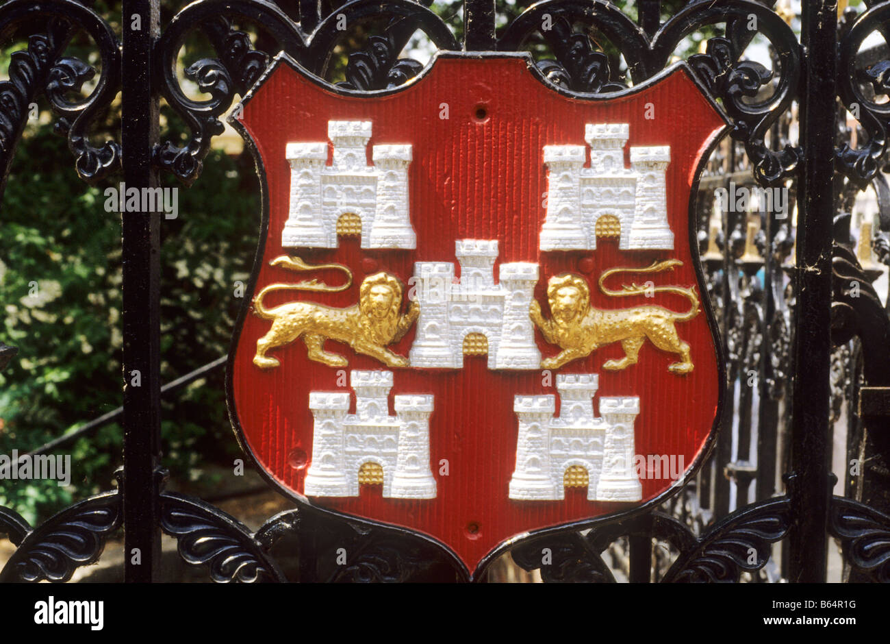 Winchester Hampshire City châteaux et armoiries du dispositif du bouclier héraldique lions Angleterre UK Banque D'Images