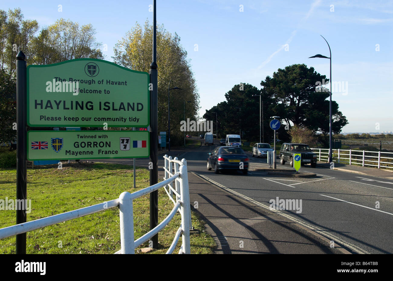 Panneau de bienvenue à Hayling Island Banque D'Images