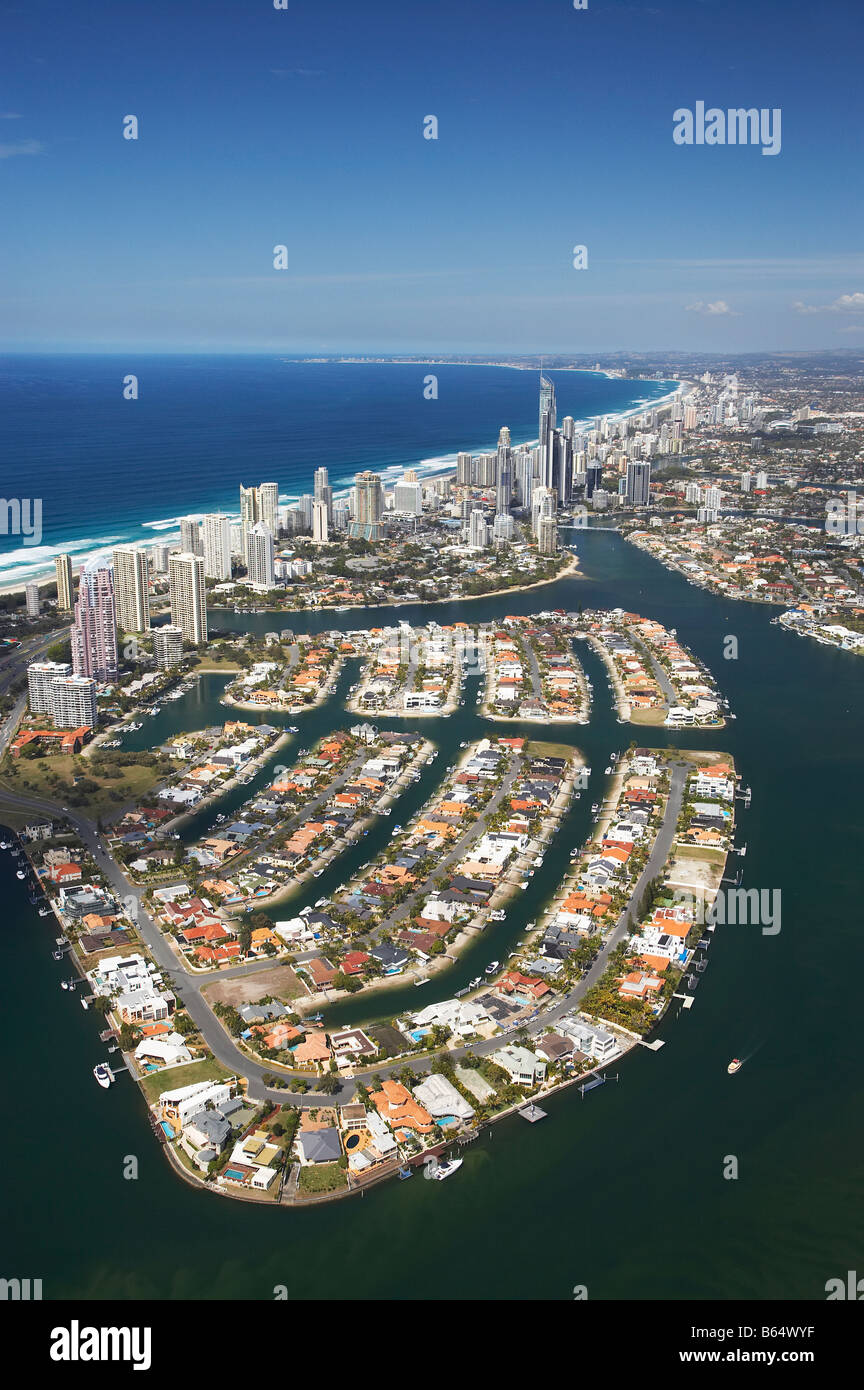 Eaux Paradise Surfers Paradise Gold Coast Queensland Australie aerial Banque D'Images