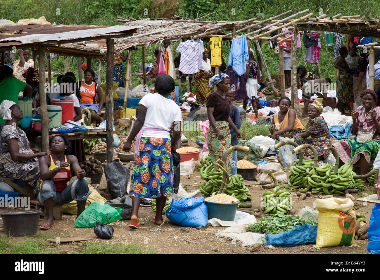 Marché rural Afrique Cameroun Douala Banque D'Images