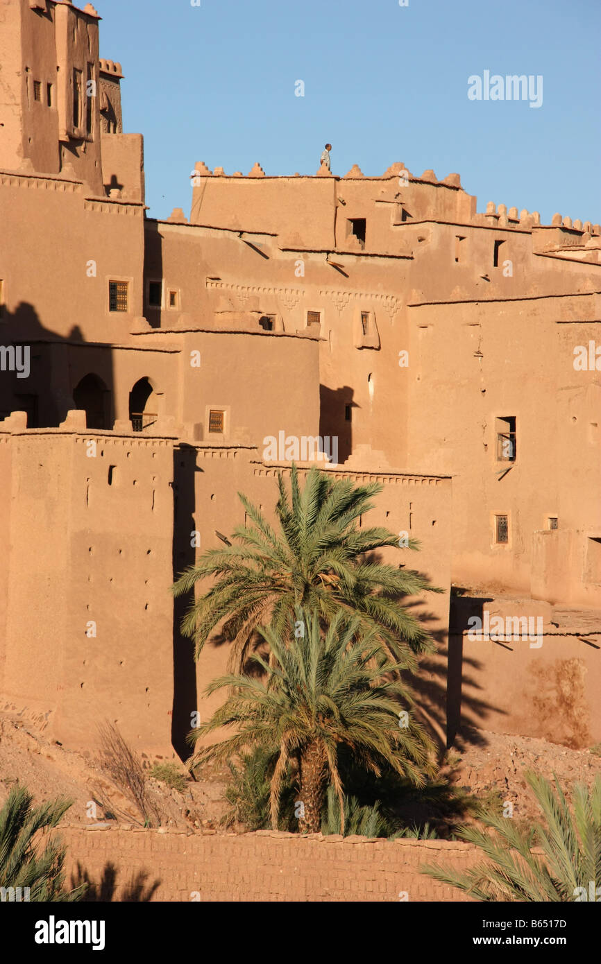 Kasbah en pisé à Ouarzazate Maroc Banque D'Images