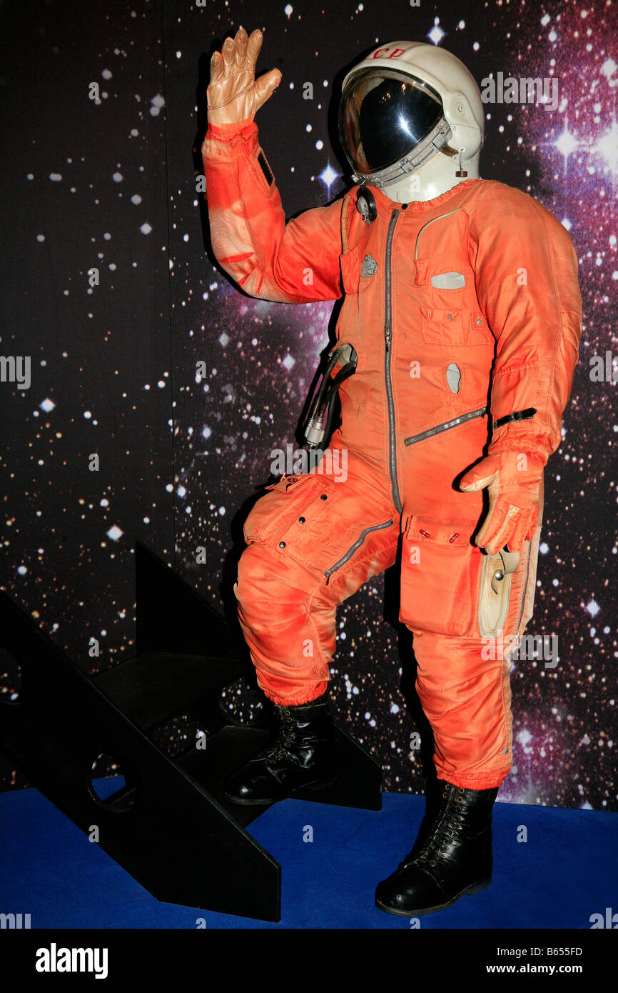 Costume de l'espace de la première dans l'espace humain le cosmonaute Youri Gagarine (1934-1968) à 3068 (anciennement Klushino), Russie Banque D'Images