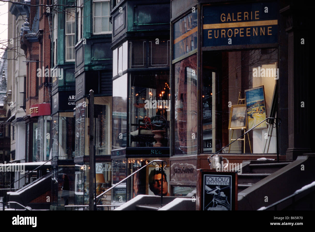 Boston. USA. Galeries d'art sur Newbury Street Banque D'Images