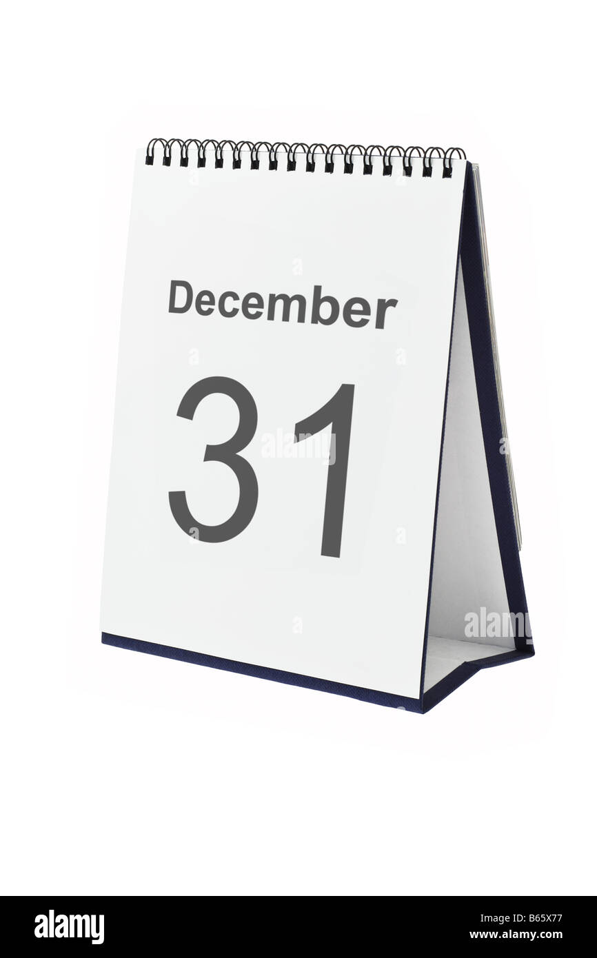 Calendrier de Bureau montrant le 31 décembre isolé sur fond blanc Photo  Stock - Alamy