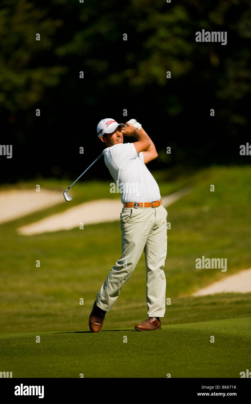 Pablo Larrazabal de l'Espagne au cours de la troisième ronde de la 54e à la Coupe du monde golf Olazabal course à Mission Hills Resort Banque D'Images