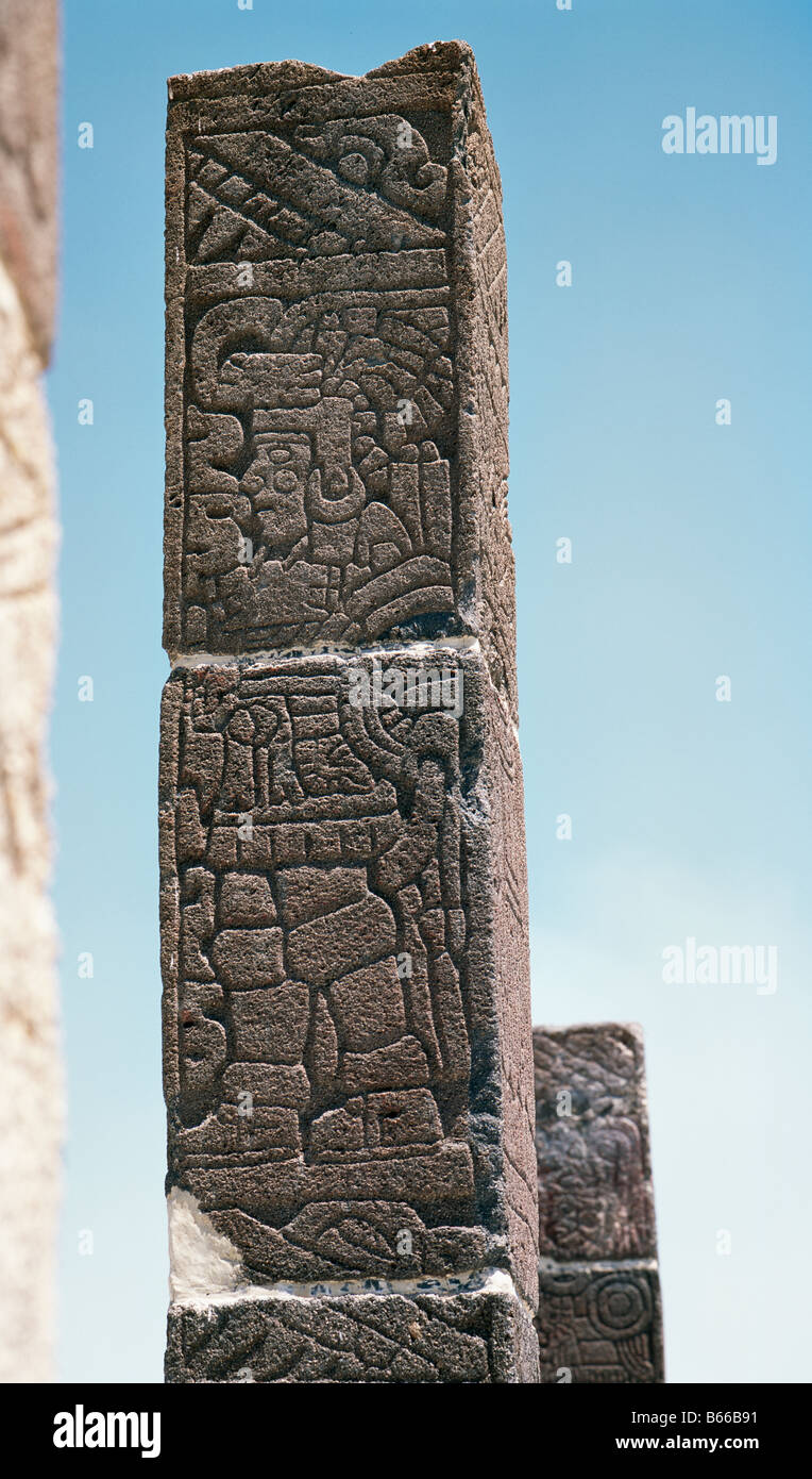 Mexique Tula Détail de guerrier sur Pyramide B Banque D'Images