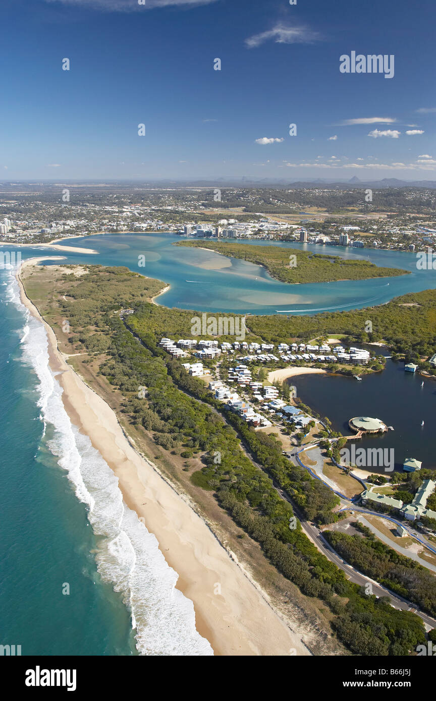 Novotel Twin Waters Resort Maroochy River et Sunshine Coast Maroochydore Queensland Australie aerial Banque D'Images