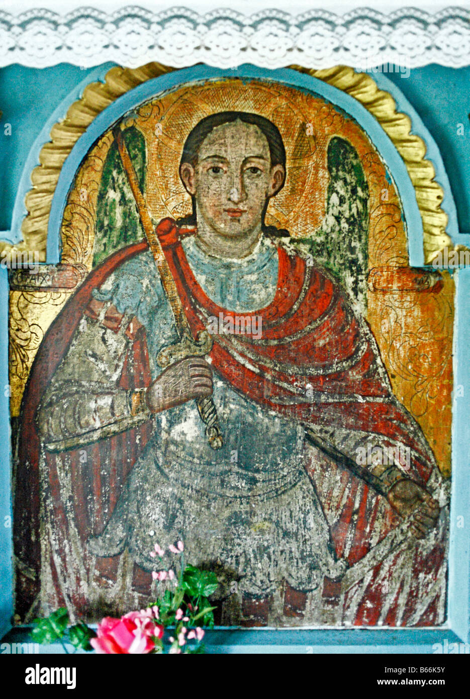 L'icône, de l'intérieur de église en bois, Zakarpattia, Ukraine Banque D'Images